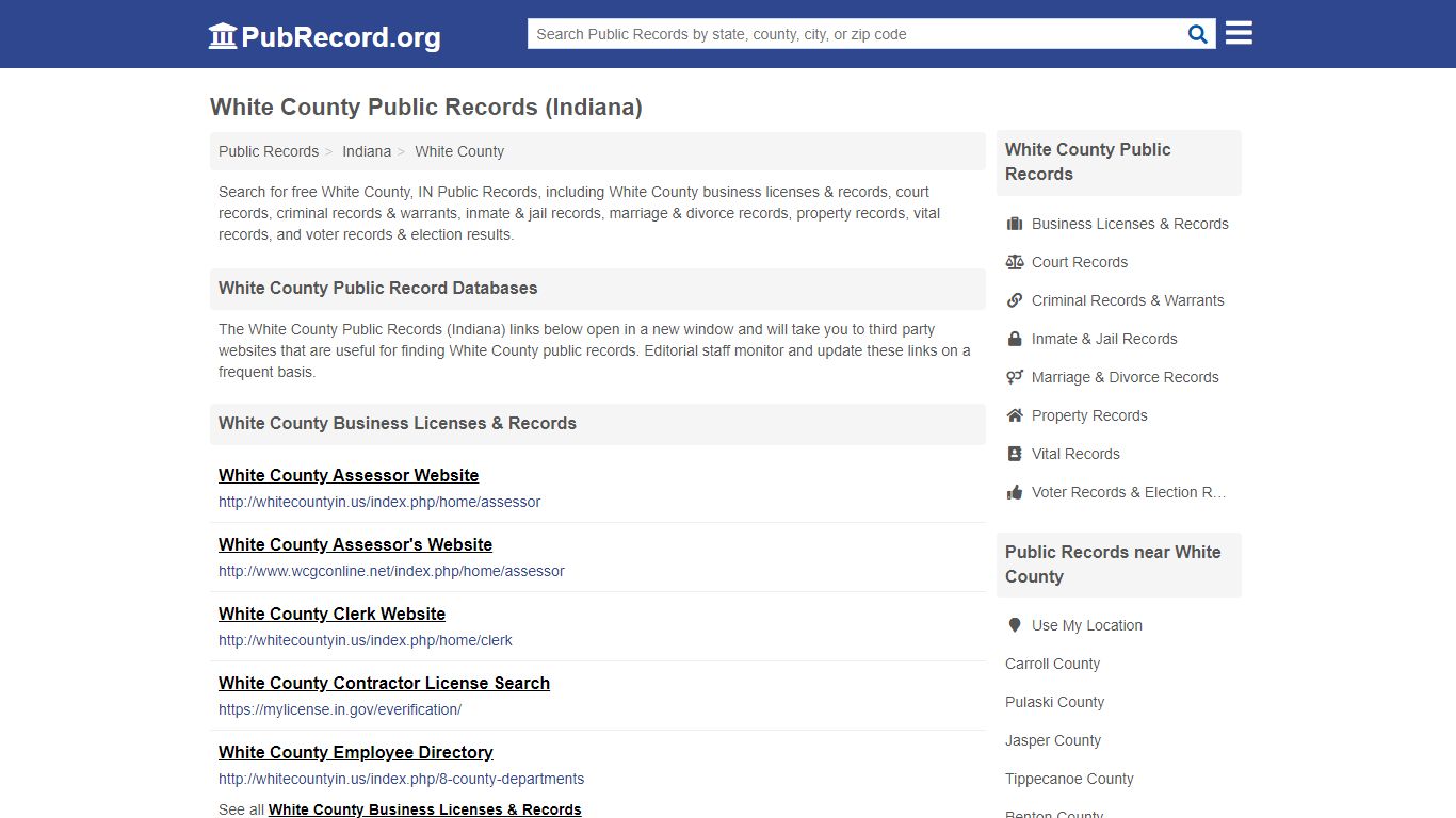 Free White County Public Records (Indiana Public Records) - PubRecord.org